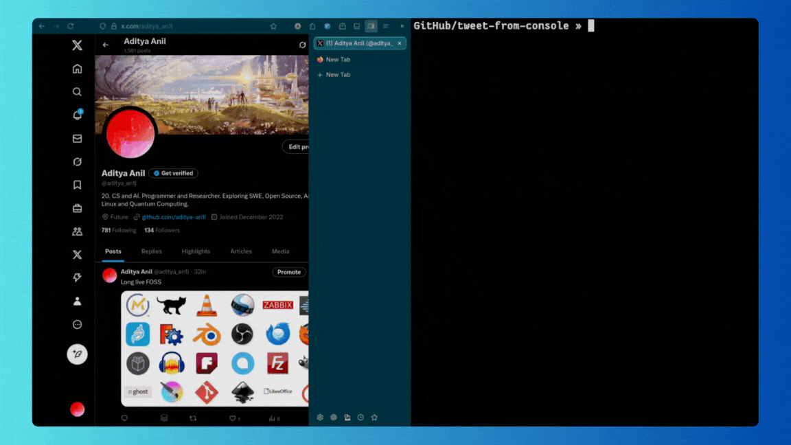 Posting a normal tweet from the terminal